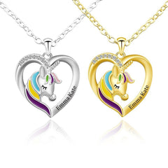 Christmas Gift Personalized Rainbow Unicorn Necklace - Fast Shipping guaranteed - Melcharm