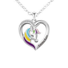 Christmas Gift Personalized Rainbow Unicorn Necklace - Fast Shipping guaranteed - Melcharm