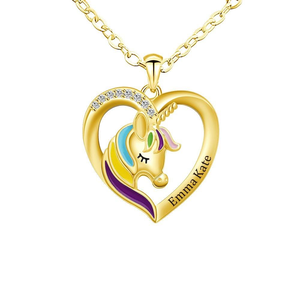 Christmas Gift Personalized Rainbow Unicorn Necklace - Fast Shipping guaranteed - Melcharm