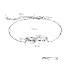 Customized Name Women Bracelet With Heart Charm - Melcharm