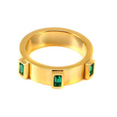Luxury Square Green Cubic Zirconia Jewelry Set Crystal Cuff Bangle CZ Ring Necklace Jewelry - Melcharm