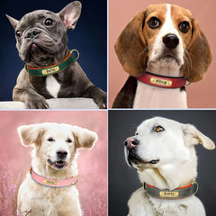 Personalized Dog Collar Custom Engraved PU Leather Dog Collars Free Engraving ID Tag Nameplate For Small Medium Large Dogs - Melcharm