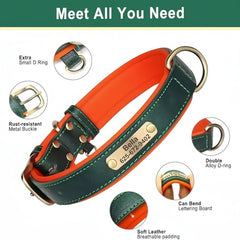 Personalized Dog Collar Custom Engraved PU Leather Dog Collars Free Engraving ID Tag Nameplate For Small Medium Large Dogs - Melcharm