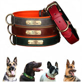 Personalized Dog Collar Custom Engraved PU Leather Dog Collars Free Engraving ID Tag Nameplate For Small Medium Large Dogs - Melcharm