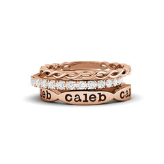 Personalized Family 1~5 Names Birthday Gift 3 Mom's Ring Set - Melcharm