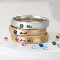 Personalized Name Ring Birthstone Anniversary Gift Family Rings - Melcharm