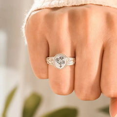 Sterling Silver Birth Flower Ring Bouquet Ring Personalized Flower Ring Nature Gift for Mother Women - Melcharm
