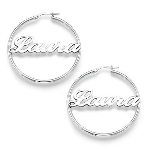 18k Gold Plated Sterling Silver Hoop Name Earrings - Melcharm