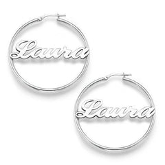 18k Gold Plated Sterling Silver Hoop Name Earrings - Melcharm