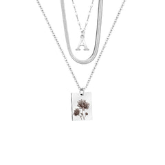 3 in 1 Custom Name Letter Wild Flower Necklace Set - Melcharm