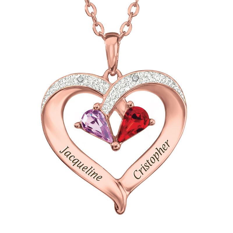 925 Sterling Silver Forever Love Birthstone & Diamond Heart Pendant Necklace - Melcharm