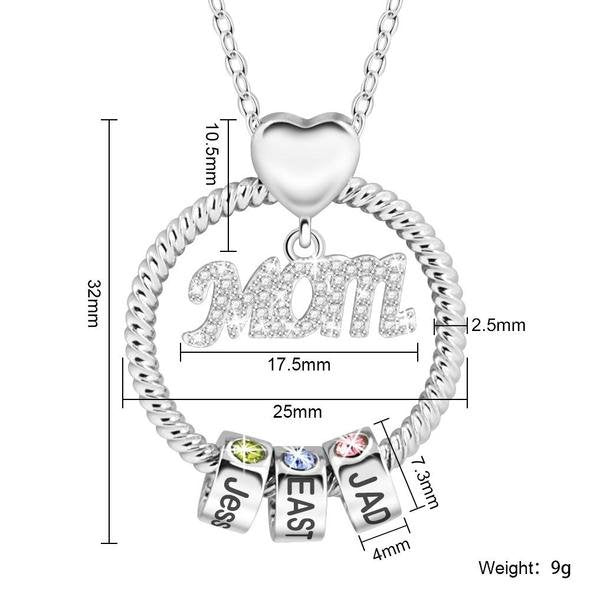 925 Sterling Silver Necklace With Custom Name & Birthstone Charms - Melcharm