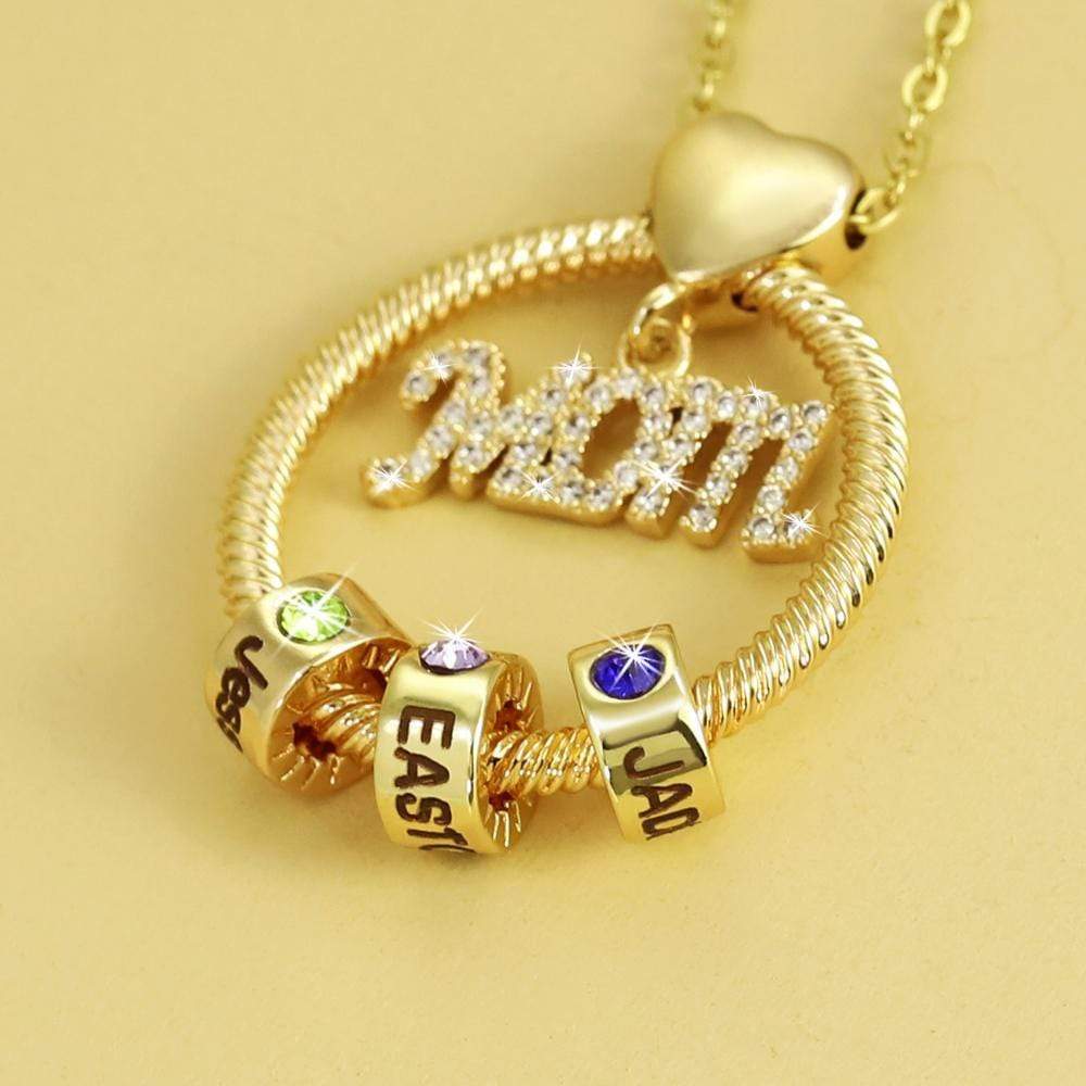 925 Sterling Silver Necklace With Custom Name & Birthstone Charms - Melcharm