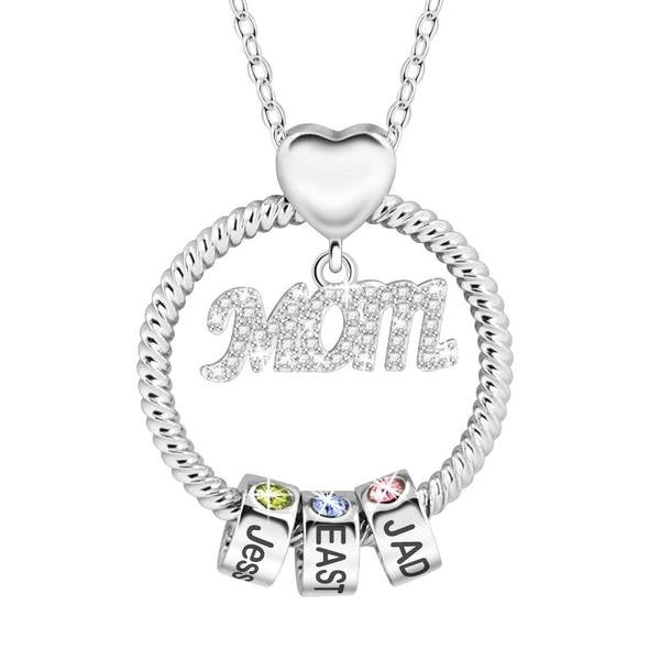 925 Sterling Silver Necklace With Custom Name & Birthstone Charms - Melcharm