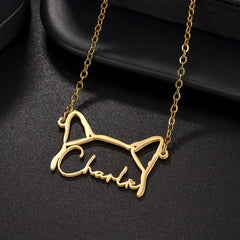 New Personalized Pet Ear Style Cute Custom Name Necklace Stainless Steel Nameplate For Boy Girl Birthday Gift Lovely Jewelry