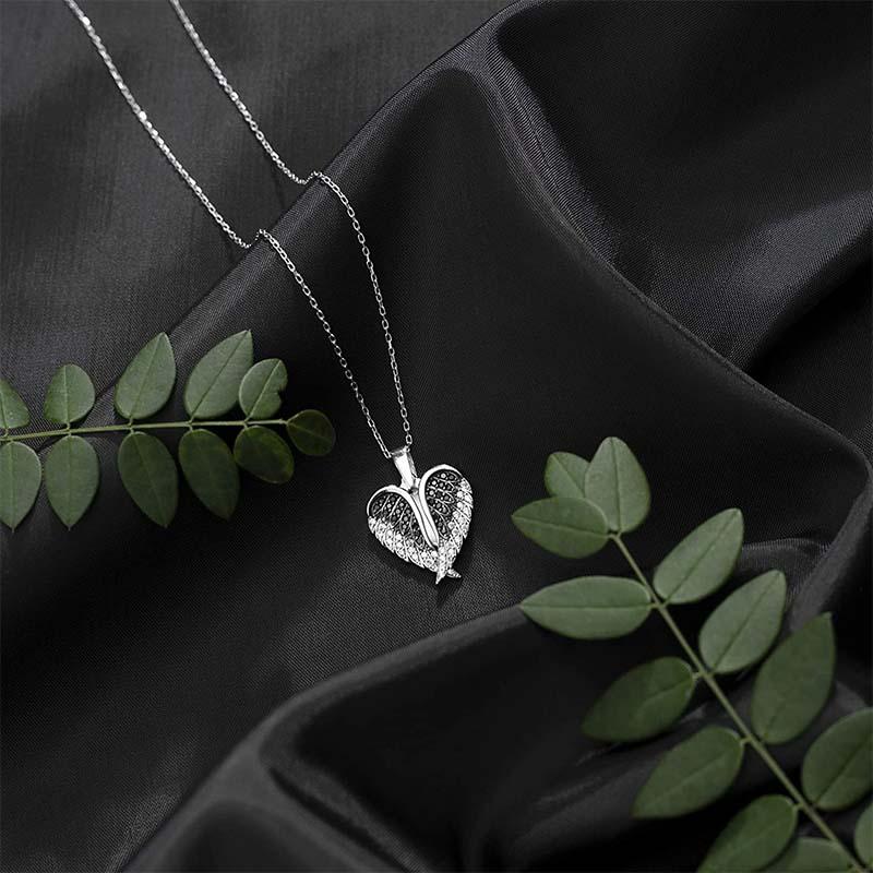 Angel Wing Heart Necklace Sparkling Deformable Pendant - Melcharm