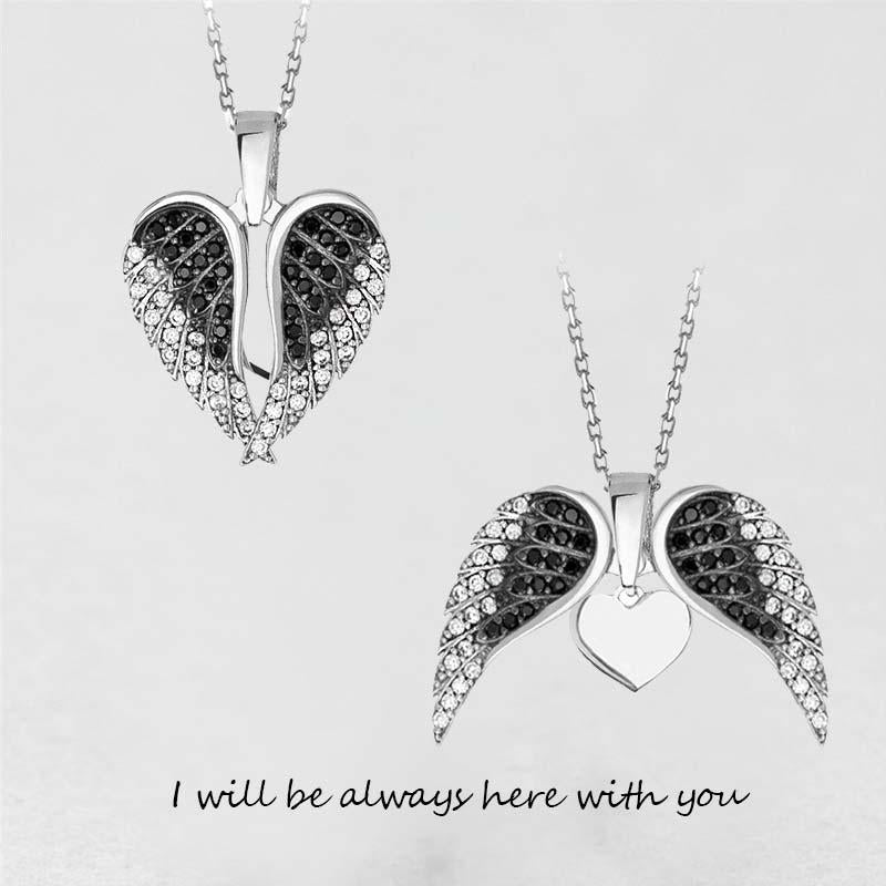 Angel Wing Heart Necklace Sparkling Deformable Pendant - Melcharm