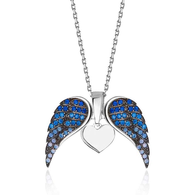 Angel Wing Heart Necklace Sparkling Deformable Pendant - Melcharm