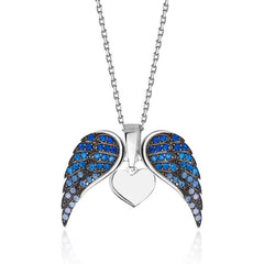 Angel Wing Heart Necklace Sparkling Deformable Pendant - Melcharm