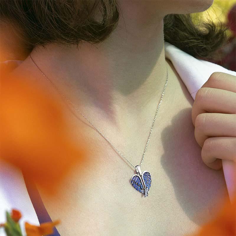 Angel Wing Heart Necklace Sparkling Deformable Pendant - Melcharm