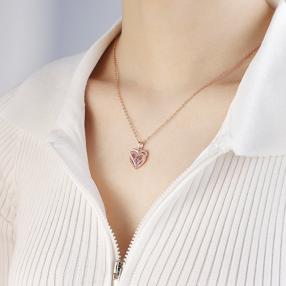 Birthday Anniversary Heart Pendant Diamond Necklace - Melcharm