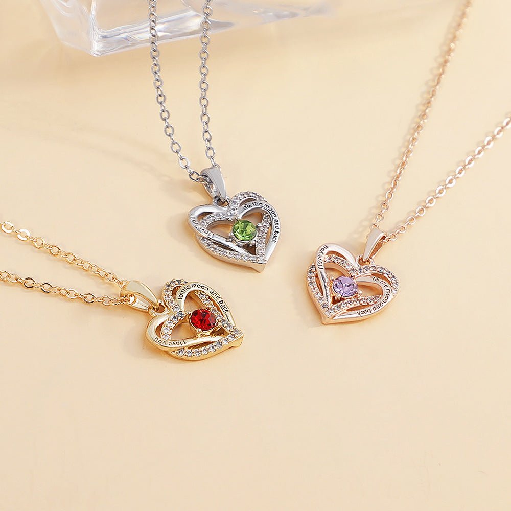 Birthday Anniversary Heart Pendant Diamond Necklace - Melcharm