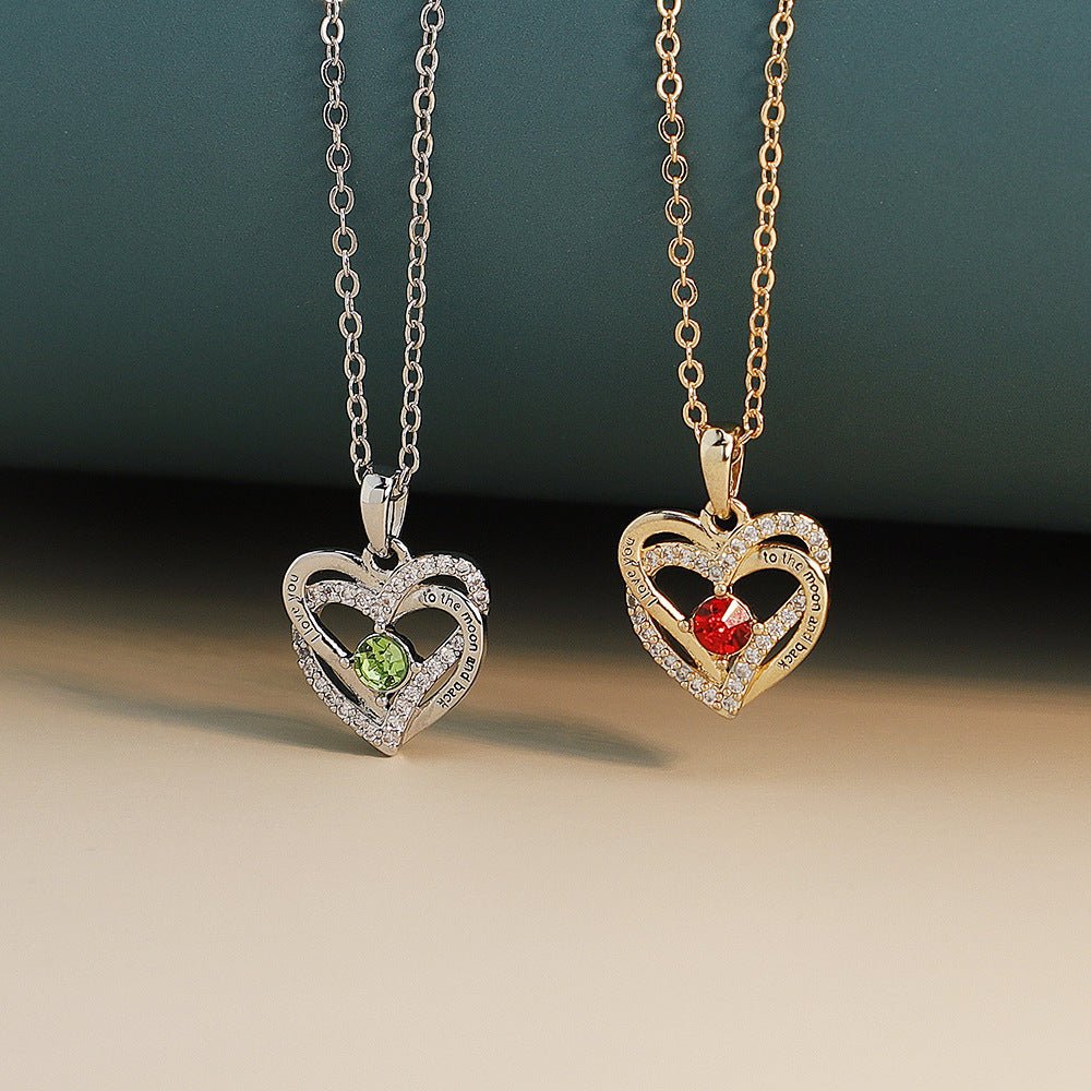 Birthday Anniversary Heart Pendant Diamond Necklace - Melcharm