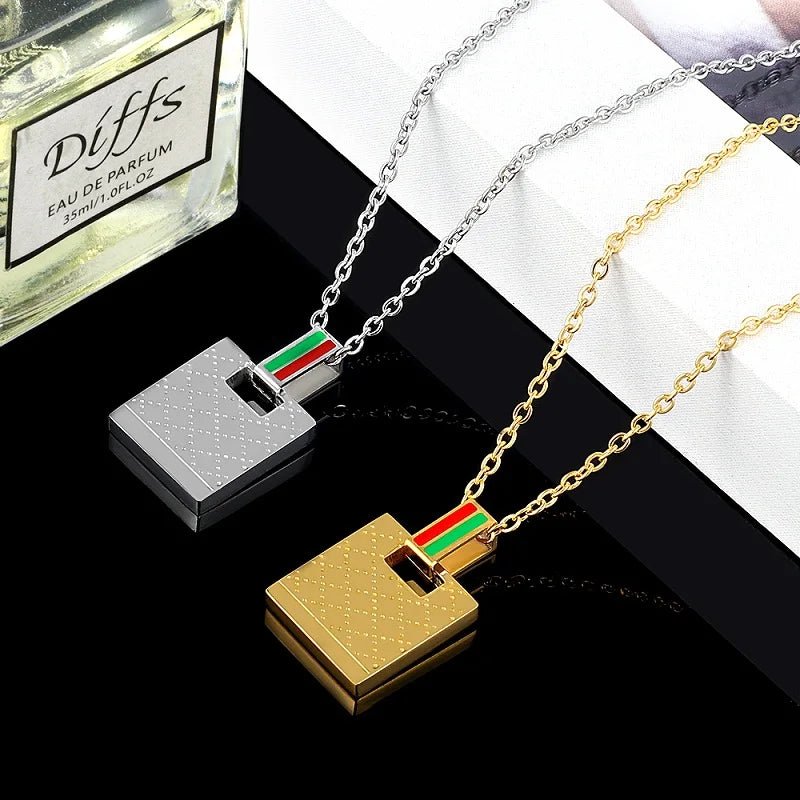 Christmas Fashion Female Woman Jewelry Set Gold Color Square Pendant Necklace Charm Green & Red Bar Stud Earrings Jewelry Gift - Melcharm