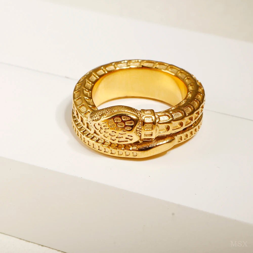 Classic Snake Round Ring Snake Scale Texture Jewelry - Melcharm