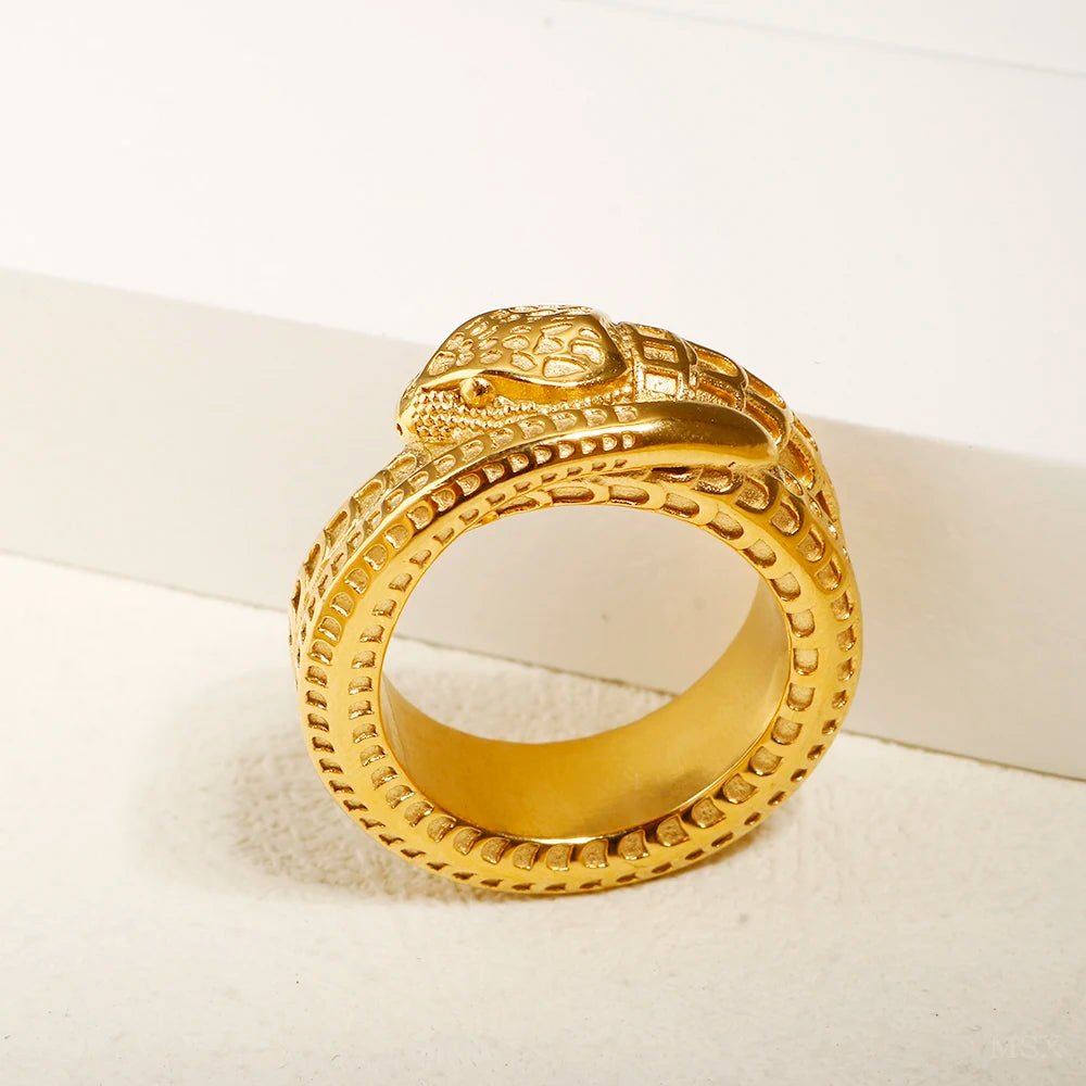 Classic Snake Round Ring Snake Scale Texture Jewelry - Melcharm