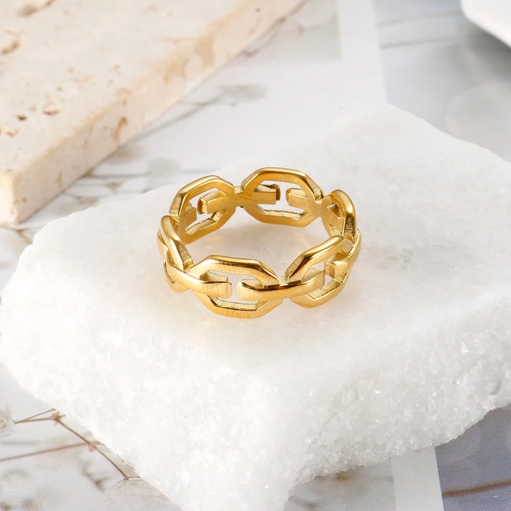 Coarse Chain Link Hollow Ring Texture Accessories Exquisite Jewelry - Melcharm