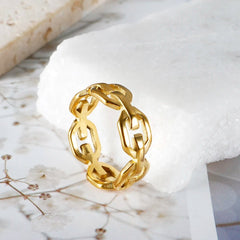 Coarse Chain Link Hollow Ring Texture Accessories Exquisite Jewelry - Melcharm