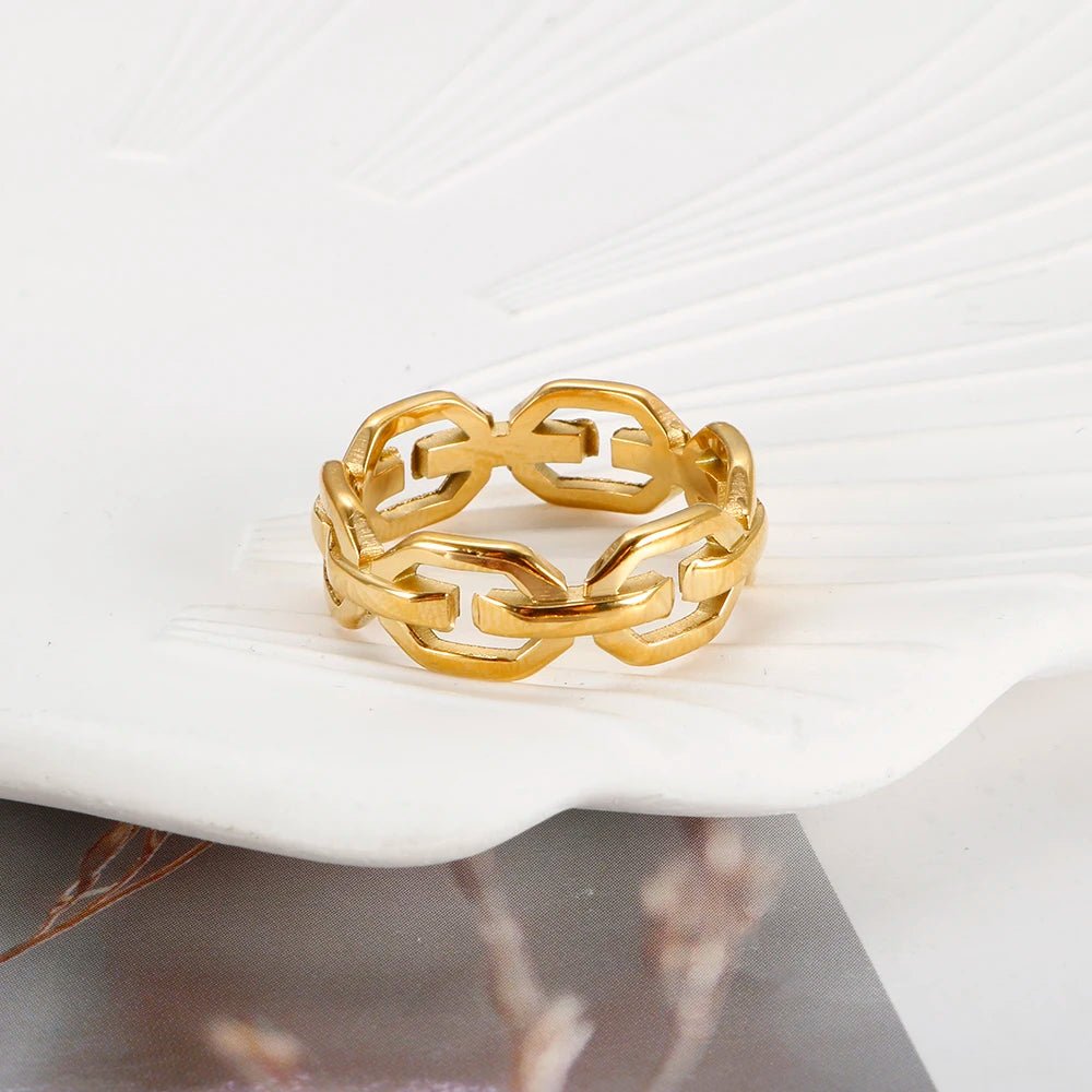 Coarse Chain Link Hollow Ring Texture Accessories Exquisite Jewelry - Melcharm