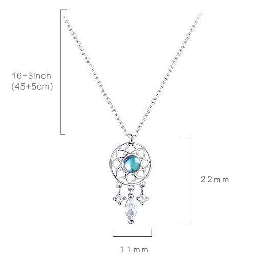 Crystal Dream Catcher Necklace 925 Sterling Silver gift - Melcharm