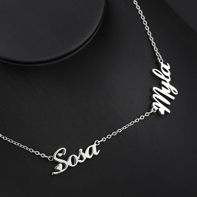 Custom Multiple Name Necklaces For Women Gold Plated Stainless Steel 2 3 4 5 Names Necklace Family Christmas Jewelry Gift - Melcharm