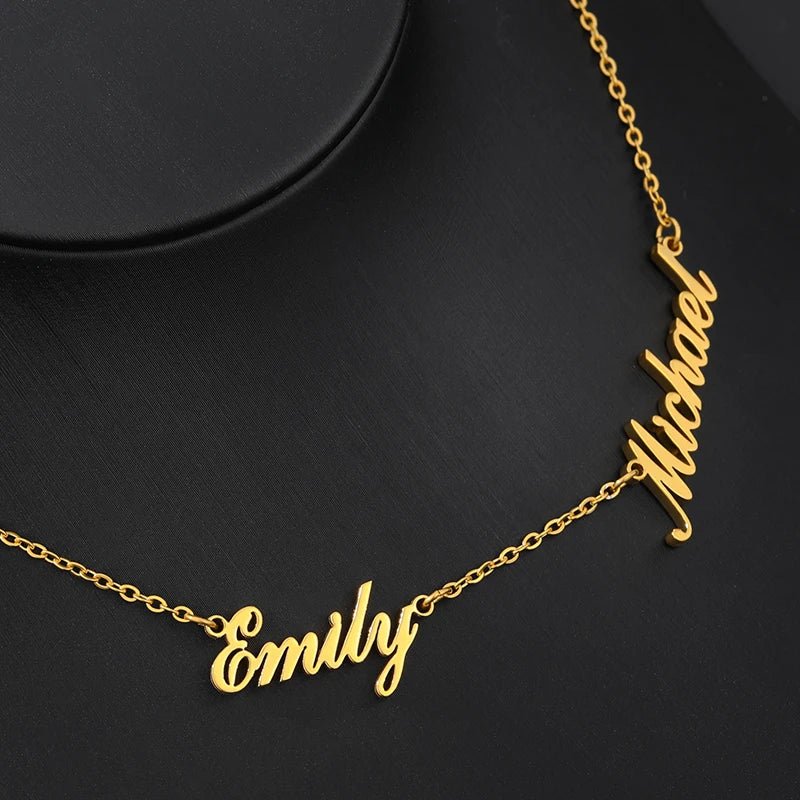 Custom Multiple Name Necklaces For Women Gold Plated Stainless Steel 2 3 4 5 Names Necklace Family Christmas Jewelry Gift - Melcharm