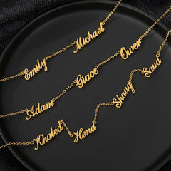 Custom Multiple Name Necklaces For Women Gold Plated Stainless Steel 2 3 4 5 Names Necklace Family Christmas Jewelry Gift - Melcharm