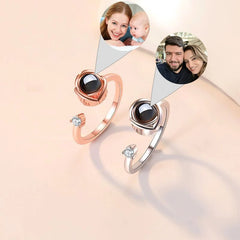 Custom Projection Photo Ring For Women Personalized Jewelry Gift for Wife,Girlfriend Birthday Gift,Anniversary Gift Mother's Day - Melcharm