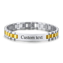 Custom Text Name Men Stainless Steel Bracelet watch band Personalized Engrave Logo Id Bracelets For Women Gift Jewelry - Melcharm