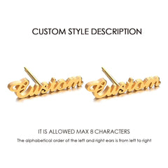 Customized Name Earrings for Women Gold Color Personalized Letter 316L Stainless Steel Stud Earrings Jewelry Gift - Melcharm