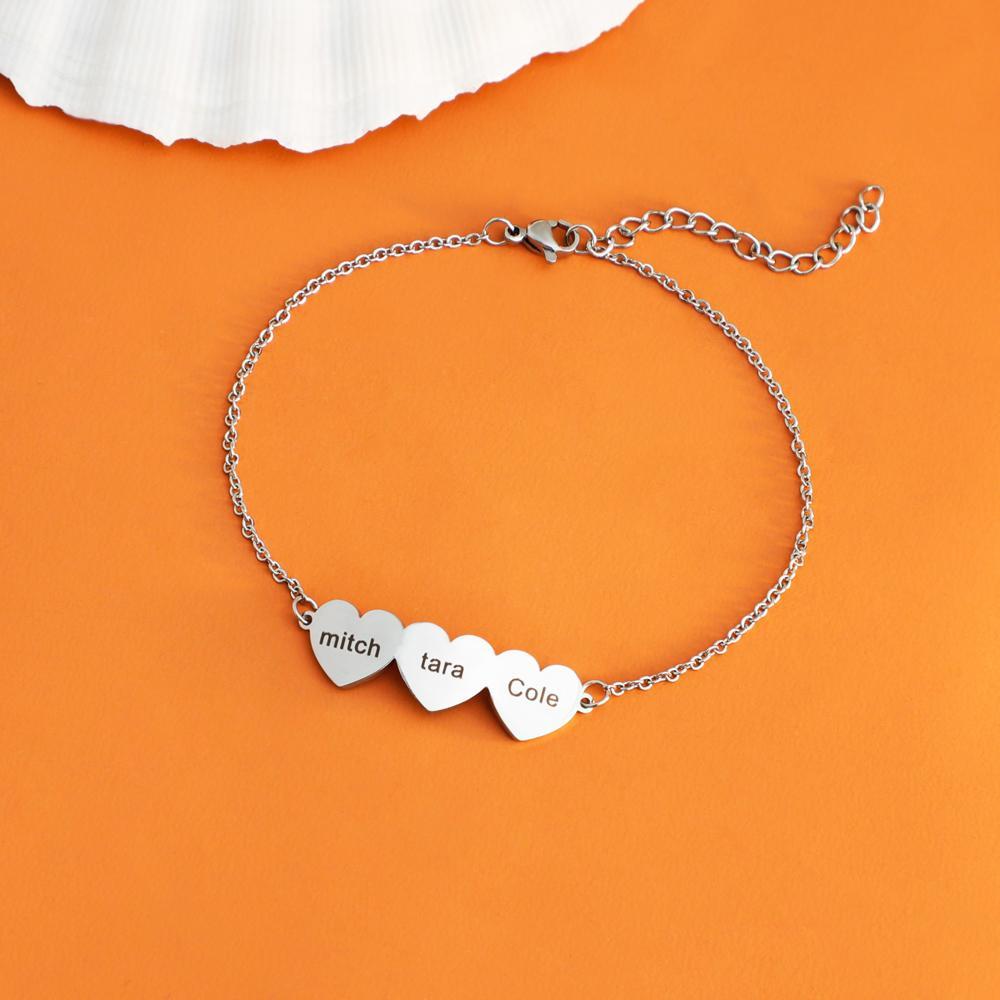 Customized Name Women Bracelet With Heart Charm - Melcharm