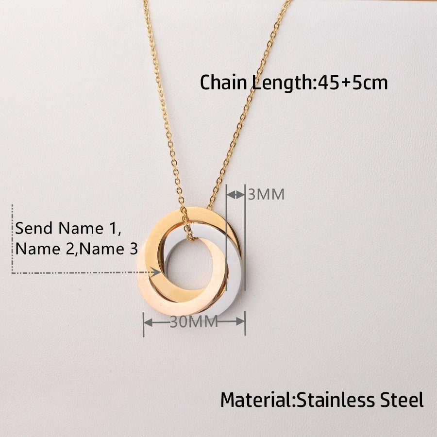 Customized Stainless Steel Circle Name Necklaces Personalized Engraved Pendant Necklace Jewelry Valentine's Day Birthday Gift - Melcharm