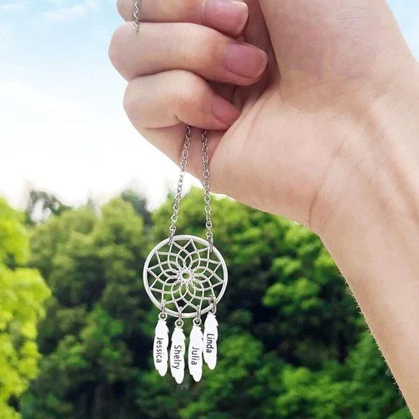 Dream Catcher Necklace Personalized 2 - 10 Names Mom`s Gift - Melcharm