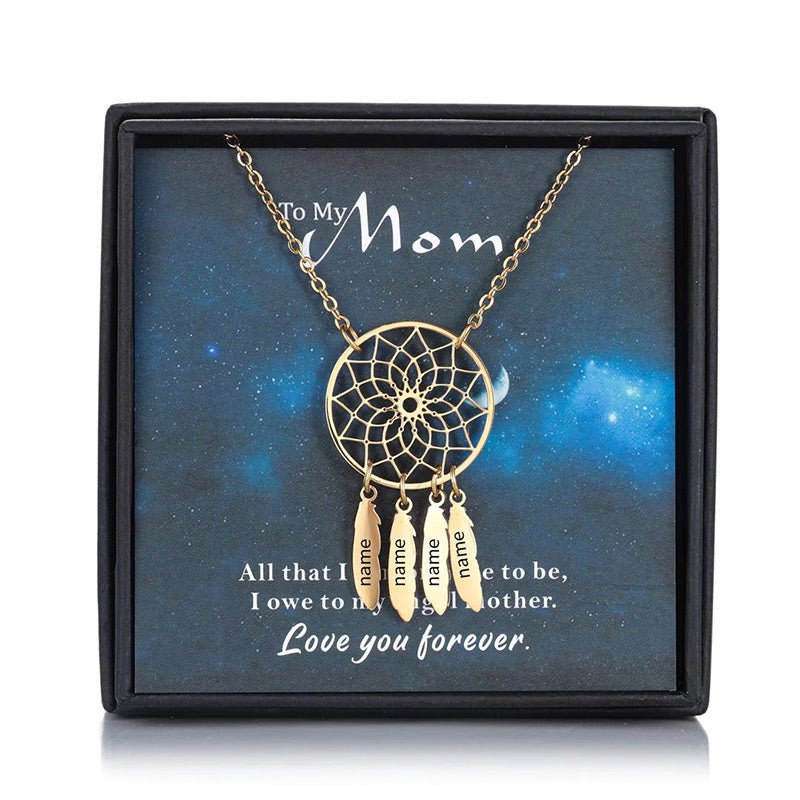 Dream Catcher Necklace Personalized 2 - 10 Names Mom`s Gift - Melcharm