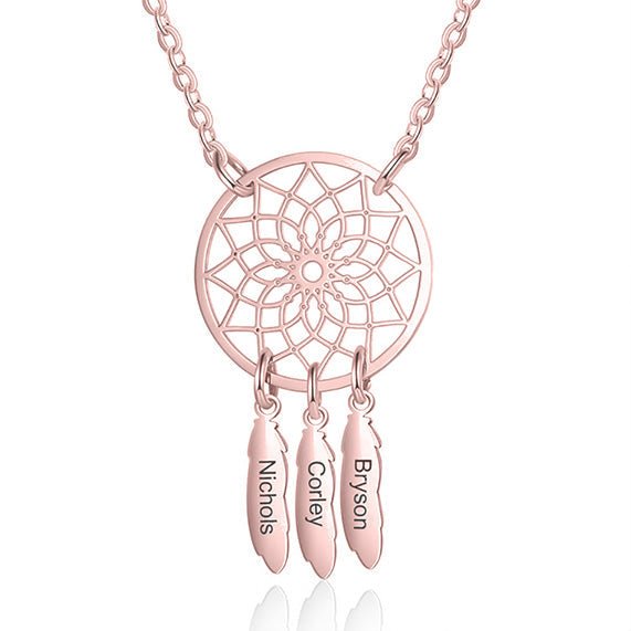 Dream Catcher Necklace Personalized 2 - 10 Names Mom`s Gift - Melcharm