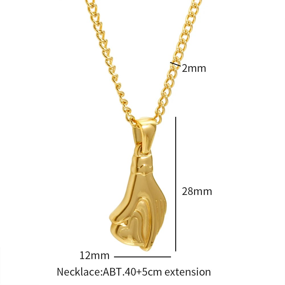 Elegant Stainless Steel Chokers Neckalce for Women Cute Love Heart Palm Pendant Necklace Metal Texture Jewelry - Melcharm