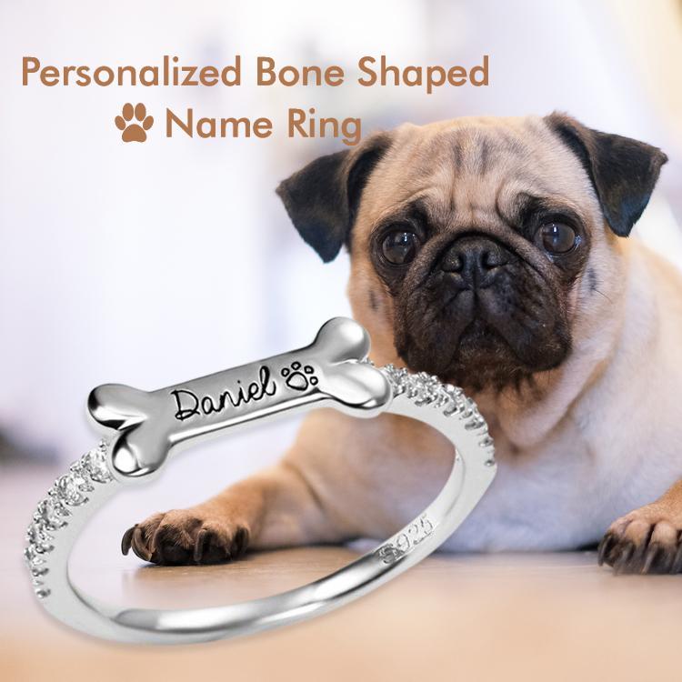 Engraved Ear & Bone Shaped Pet Ring - Melcharm