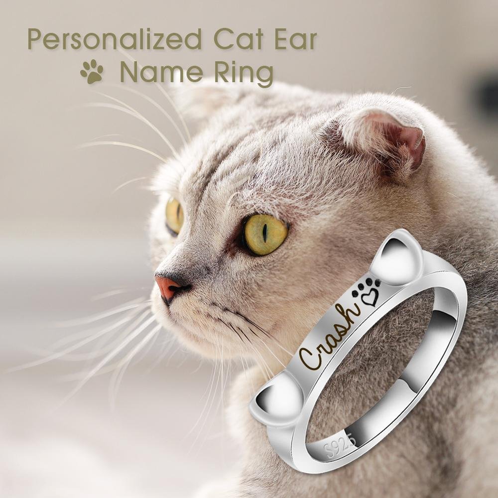 Engraved Ear & Bone Shaped Pet Ring - Melcharm