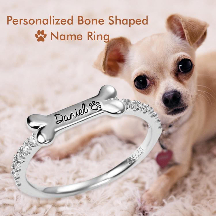 Engraved Ear & Bone Shaped Pet Ring - Melcharm