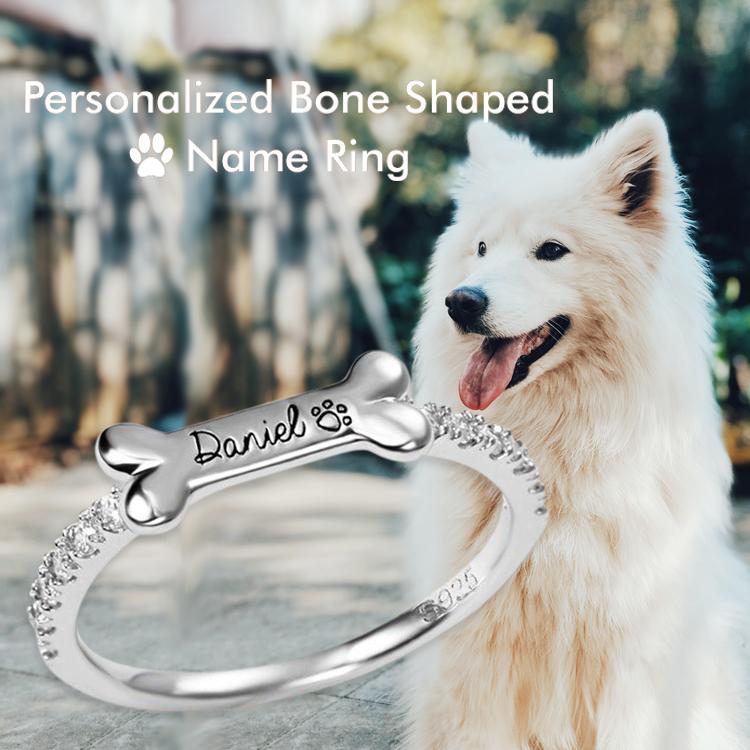 Engraved Ear & Bone Shaped Pet Ring - Melcharm